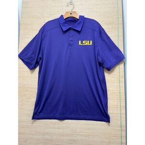 Nike Dri-FIT LSU Tigers Purple Short Sleeve Golf Polo Shirt Men's Large